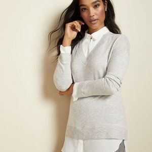Camber&Grace light grey mixed media sweater